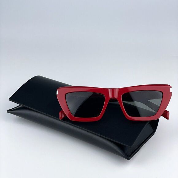 NEW Saint Laurent SL467 003 Red Grey Cat Eye Women Sunglasses - Picture 2 of 12